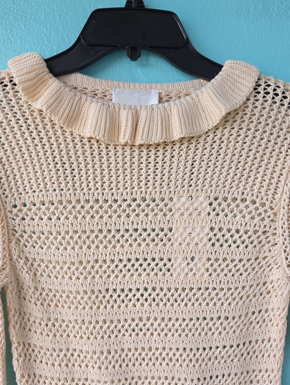 NWT "7 For All Mankind" Open Ruffle Neck Sweater Woman's Size Small - Picture 5 of 9
